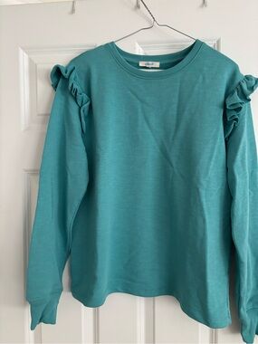 Women's Crewneck Sweatshirt in Teal Color -Leallo